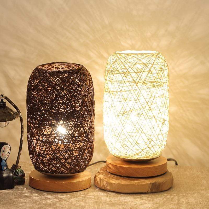 WovenAura - Lampe de nuit en rotin - Elégance artisanale - Ambiance chaleureuse