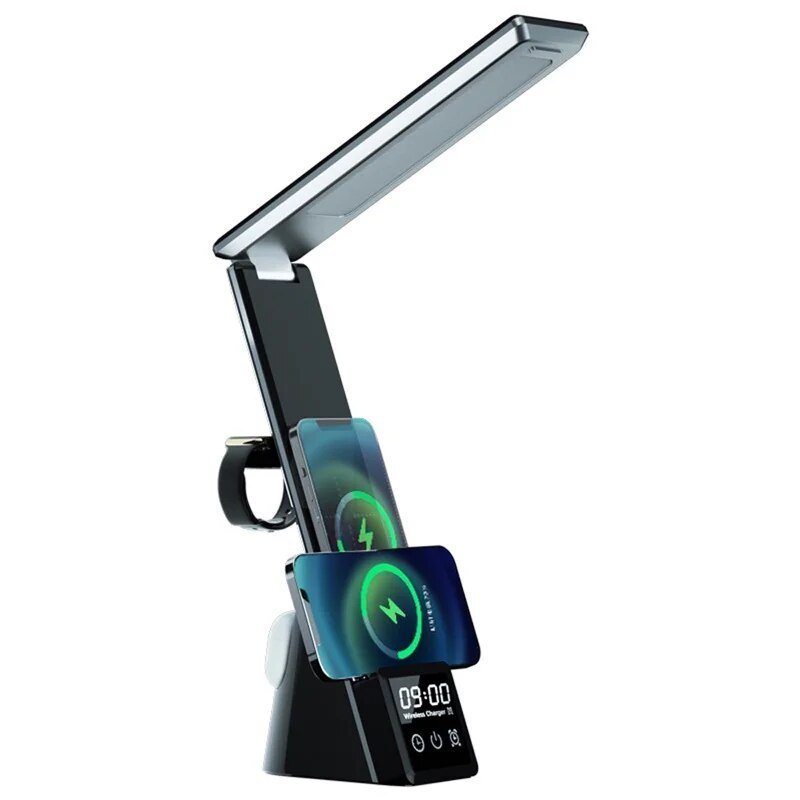 MultiLite Hub - 5 - en - 1 - Lampe - Chargeur sans fil - Réveil pratique - Madeluxe